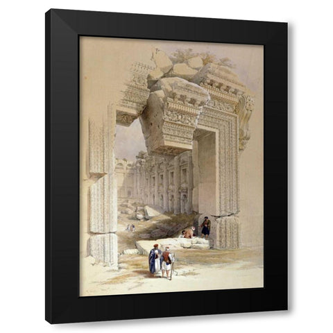 The Doorway of The Temple of Bacchus Black Modern Wood Framed Art Print by Hague, Louis