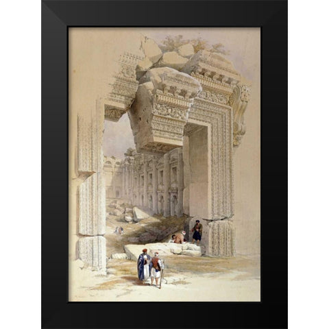 The Doorway of The Temple of Bacchus Black Modern Wood Framed Art Print by Hague, Louis