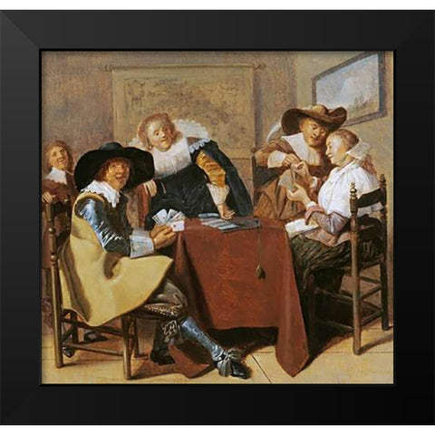 An Elegant Card Party Black Modern Wood Framed Art Print by Hals, Dirk