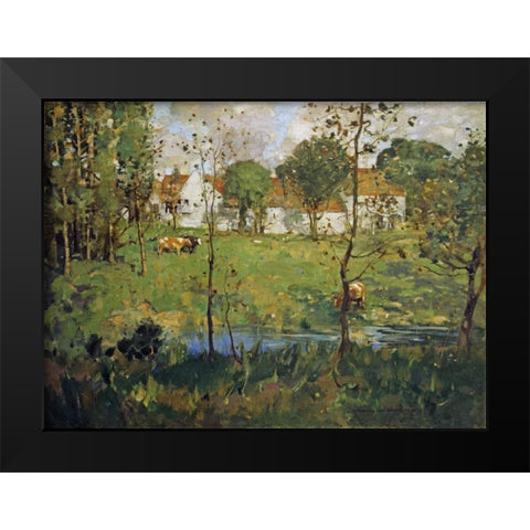 A Scottish Farm Black Modern Wood Framed Art Print by Hamilton, James Whitelaw
