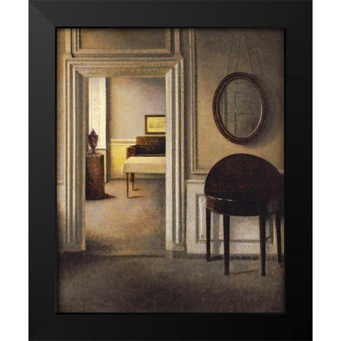 The Music Room, 30 Strandgade Black Modern Wood Framed Art Print by Hammershoi, Vilhelm