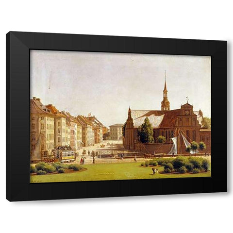 The Palace Square, Copenhagen Black Modern Wood Framed Art Print by Hansen, Constantin