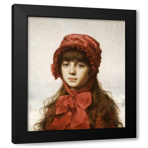 The Red Bonnet Black Modern Wood Framed Art Print with Double Matting by Harlamoff, Alexei Alexeiewitsch