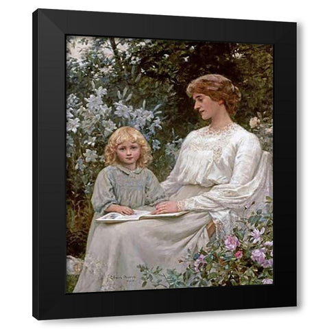 Portrait of a Mother and a Daughter Black Modern Wood Framed Art Print with Double Matting by Harris, Edwin