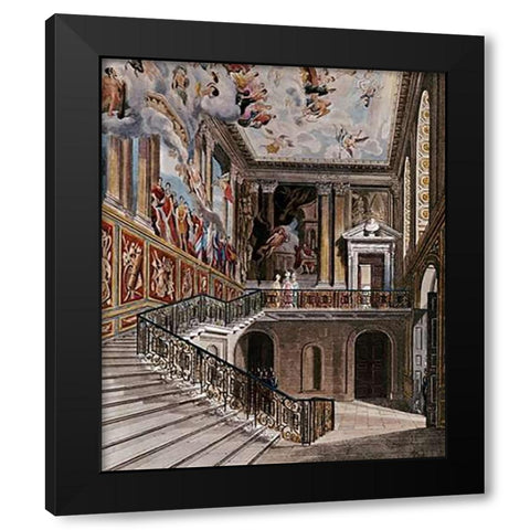 Grand Staircase, Hampton Court Black Modern Wood Framed Art Print by Havell, D.