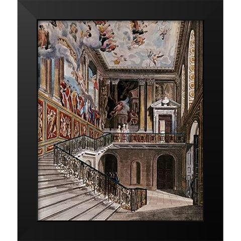 Grand Staircase, Hampton Court Black Modern Wood Framed Art Print by Havell, D.