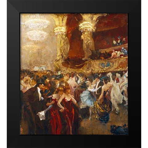 The Masked Ball at LOpera Black Modern Wood Framed Art Print by Hermans, Charles