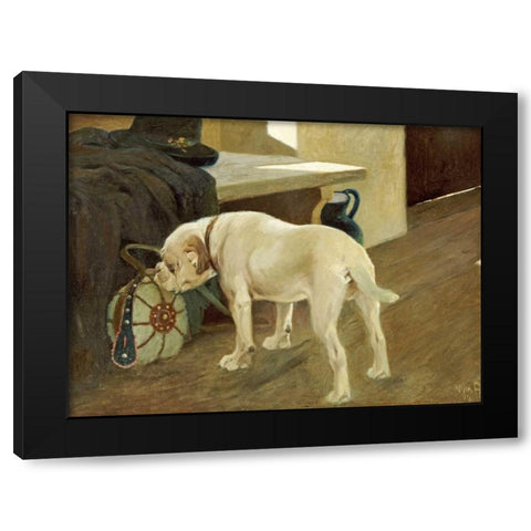 Study of a Bulldog Black Modern Wood Framed Art Print by Heyer, Arthur