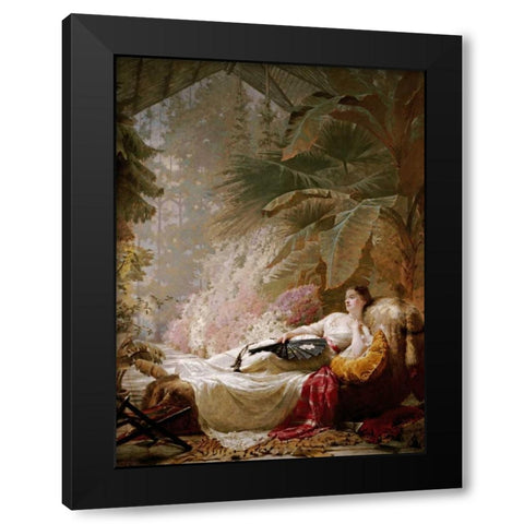 Portrait of Adelaide Maria Guinness Black Modern Wood Framed Art Print by Hicks, George, Elgar
