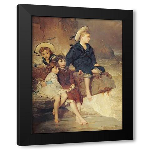 The Children of Sir H. Hussey Vivian Black Modern Wood Framed Art Print by Hicks, George Elgar