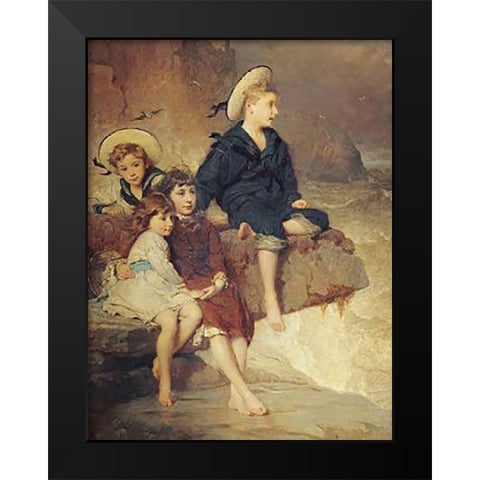 The Children of Sir H. Hussey Vivian Black Modern Wood Framed Art Print by Hicks, George Elgar