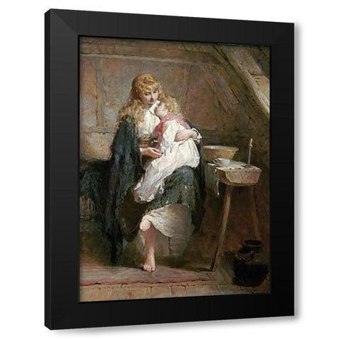 The Orphans Black Modern Wood Framed Art Print with Double Matting by Hicks, George Elgar