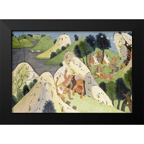 Hindur and Some Monkey Princes Black Modern Wood Framed Art Print by Hindur