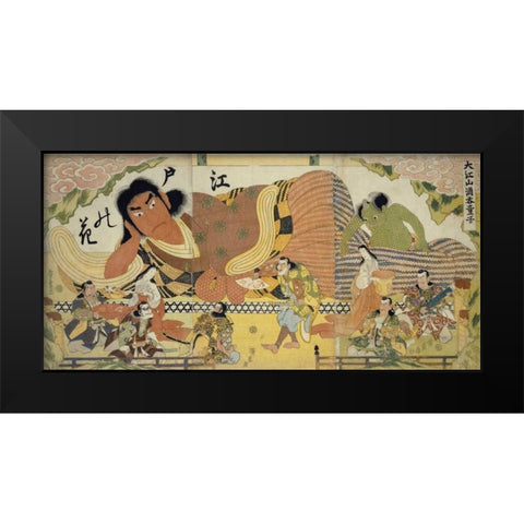 Flower of Edo Black Modern Wood Framed Art Print by Hiroshige