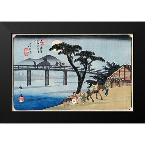 Nagakubo Black Modern Wood Framed Art Print by Hiroshige