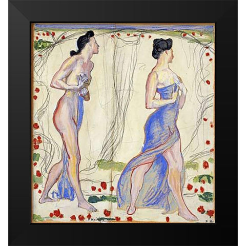 Die Cempfindung I: Study Black Modern Wood Framed Art Print by Hodler, Ferdinand