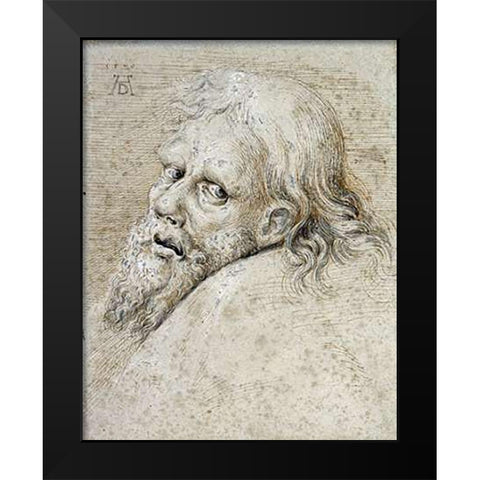 The Head of a Bearded Man Black Modern Wood Framed Art Print by Durer, Albrecht
