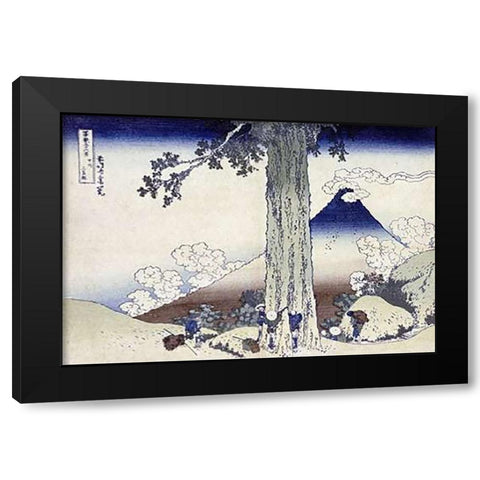 Mishima Pass In Kai Province Black Modern Wood Framed Art Print by Hokusai
