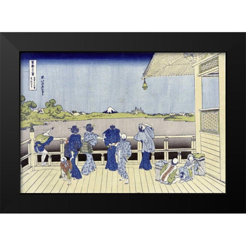 Sazai Hall of Five-Hundred-Rakan Temple Black Modern Wood Framed Art Print by Hokusai