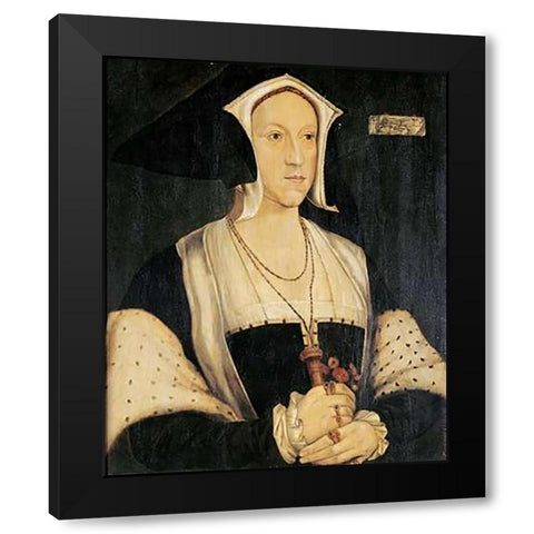 Portrait of Margaret Wotton Black Modern Wood Framed Art Print by Holbein, Hans