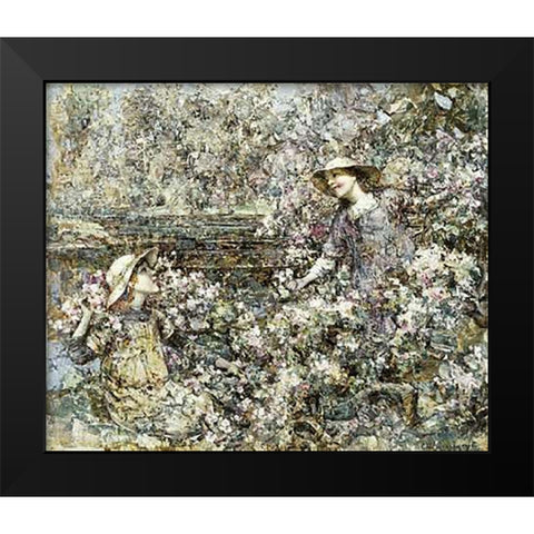 Gathering Blossom Black Modern Wood Framed Art Print by Hornel, Edward Atkinson
