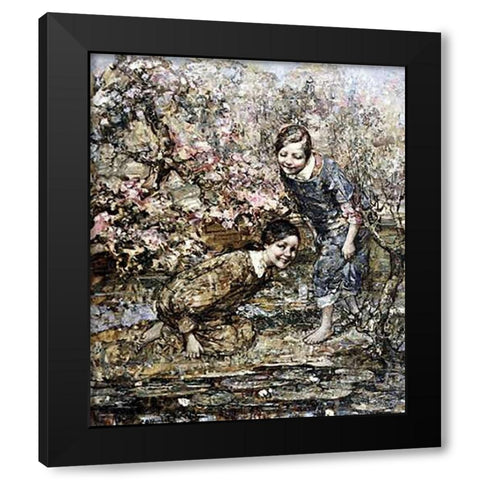 The Lily Pond Black Modern Wood Framed Art Print by Hornel, Edward Atkinson