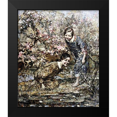 The Lily Pond Black Modern Wood Framed Art Print by Hornel, Edward Atkinson