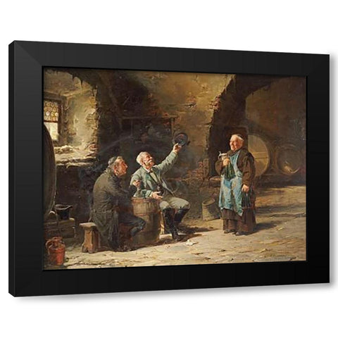 The Welcome Arrival Black Modern Wood Framed Art Print with Double Matting by Humborg, Adolf