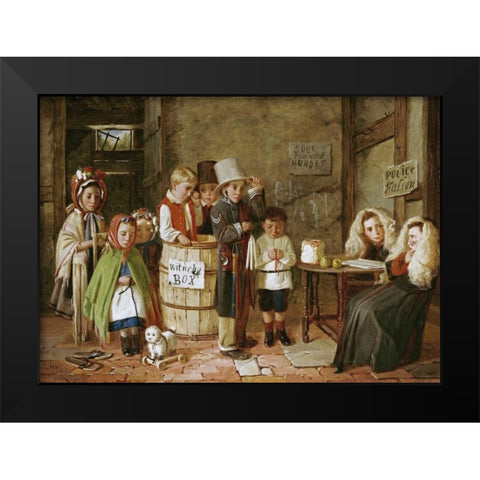 The Police Court Black Modern Wood Framed Art Print by Hunt, Charles