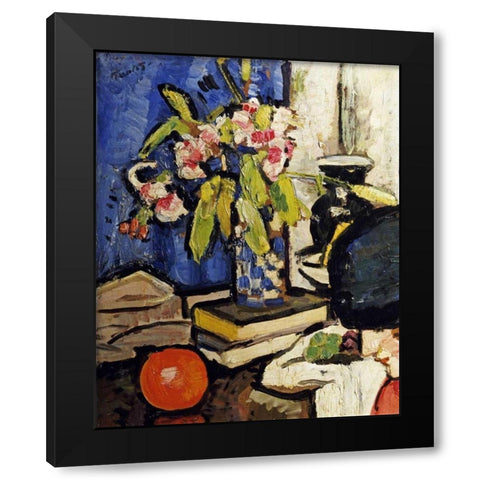 The Black Hat Black Modern Wood Framed Art Print with Double Matting by Hunter, George Leslie