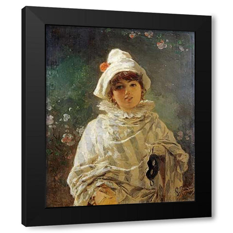 The Columbine Black Modern Wood Framed Art Print by Induno, Gerolamo