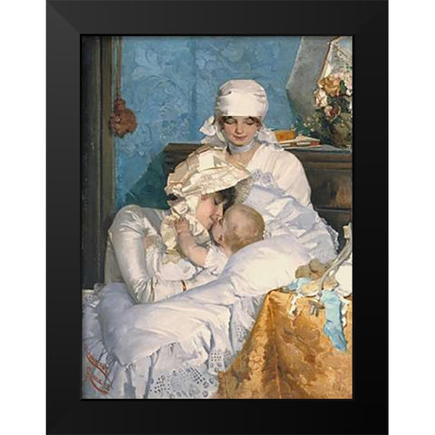 Motherly Love Black Modern Wood Framed Art Print by Innocent, Ferenc