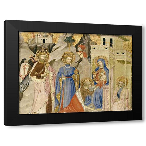 The Adoration of The Magi Black Modern Wood Framed Art Print with Double Matting by Italian School