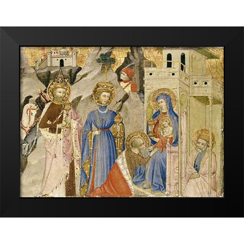 The Adoration of The Magi Black Modern Wood Framed Art Print by Italian School