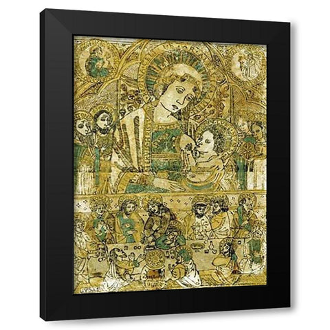 The Madonna and Child Enthroned Black Modern Wood Framed Art Print with Double Matting by Italian School