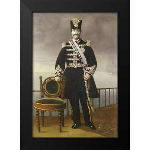 Portrait of Nasir Al-Din Shah Qajar Black Modern Wood Framed Art Print by JaFar