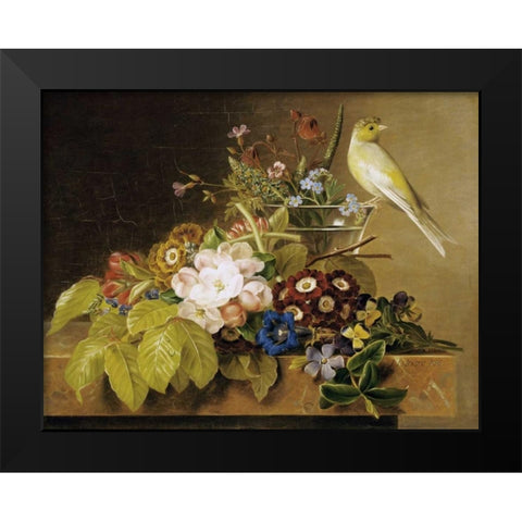 Sweet William, Forget Me Not Black Modern Wood Framed Art Print by Jensen, Johan Laurents
