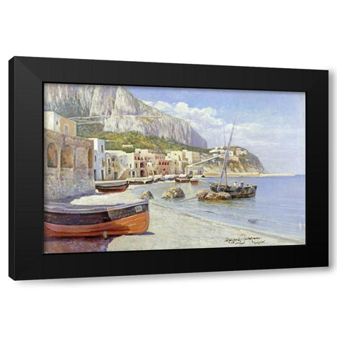 Marina Grande, Capri Black Modern Wood Framed Art Print with Double Matting by Jerichau, Holgar Hvitfeld
