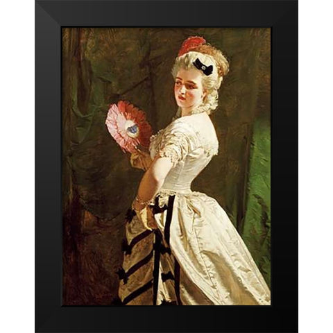 The Flirt Black Modern Wood Framed Art Print by Johnston, Alexander