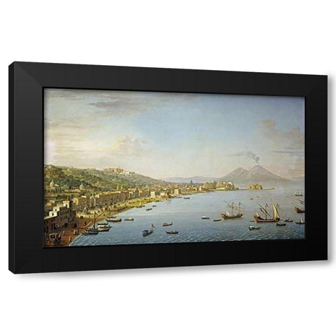 View of Naples From Vintageillipo Black Modern Wood Framed Art Print by Joli, Antonio