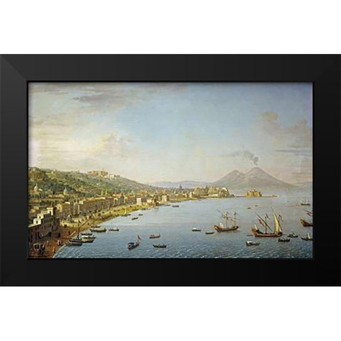 View of Naples From Vintageillipo Black Modern Wood Framed Art Print by Joli, Antonio