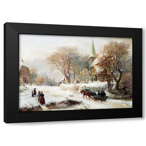 Going To Church Black Modern Wood Framed Art Print with Double Matting by Kauffmann, Hermann