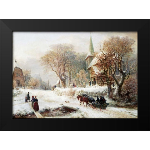 Going To Church Black Modern Wood Framed Art Print by Kauffmann, Hermann