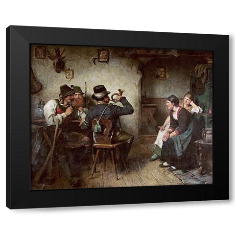 Vintagetillion Im Wirtshaus Black Modern Wood Framed Art Print with Double Matting by Kauffmann, Hugo