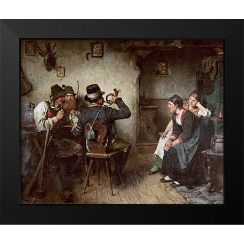 Vintagetillion Im Wirtshaus Black Modern Wood Framed Art Print by Kauffmann, Hugo