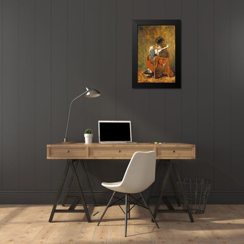 The Favorite Doll Black Modern Wood Framed Art Print by Kaulbach, Hermann