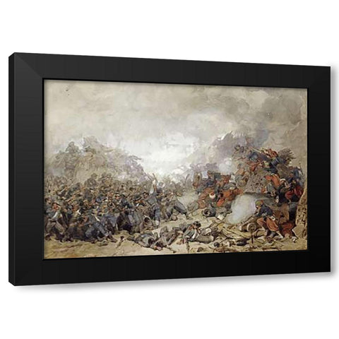 Storming of Malakoff Black Modern Wood Framed Art Print with Double Matting by Keene, Charles Samuel