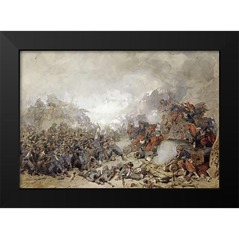 Storming of Malakoff Black Modern Wood Framed Art Print by Keene, Charles Samuel