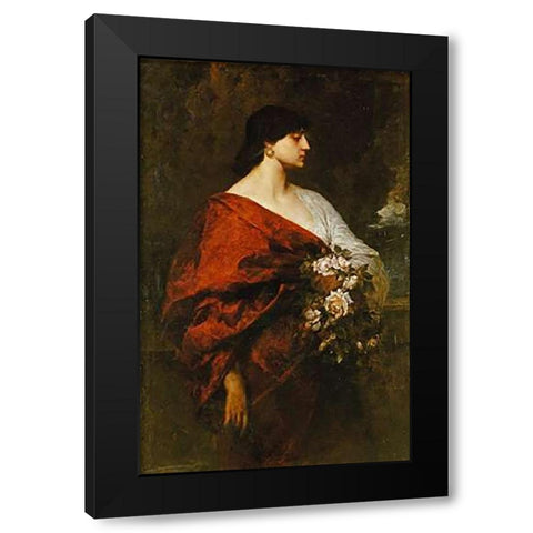 A Dark Beauty Black Modern Wood Framed Art Print by Keller, Ferdinand