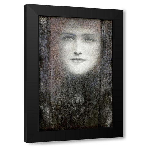 The Mask, with a Black Curtain Black Modern Wood Framed Art Print with Double Matting by Khnopff, Fernand